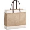 Okiyo Reza Jute & Cotton Tote with Leather Handles