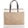 Okiyo Reza Jute & Cotton Tote with Leather Handles