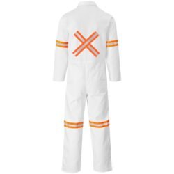 Safety Polycotton Boiler Suit - Reflective Arms Legs & Back - Orange Tape