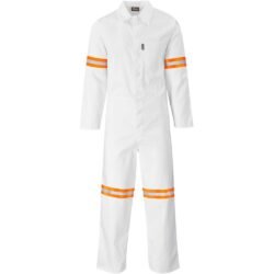 Safety Polycotton Boiler Suit - Reflective Arms Legs & Back - Orange Tape