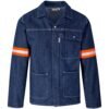 Cast Premium 100% Cotton Denim Jacket - Reflective Arms - Orange Tape