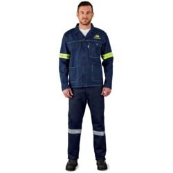 Cast Premium 100% Cotton Denim Jacket - Reflective Arms & Back - Yellow Tape