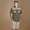 Mens Short Sleeve Serengeti 2-Tone Bush Shirt