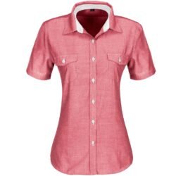 BAS-7767-R_1024X1024 Ladies Short Sleeve Windsor Shirt - Red