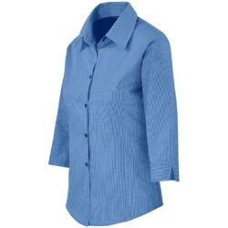 BIZ-3632-BU-GHSI_1024X1024 Ladies 3/4 Sleeve Micro Check Shirt