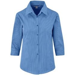 BIZ-3632-BU_1024X1024 Ladies 3/4 Sleeve Micro Check Shirt