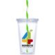 Malibu Double-Wall Plastic Tumbler & Straw - 470ml - Lime