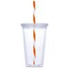 Malibu Double-Wall Plastic Tumbler & Straw - 470ml - Orange