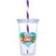 Malibu Double-Wall Plastic Tumbler & Straw - 470ml - Purple