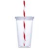 Malibu Double-Wall Plastic Tumbler & Straw - 470ml - Red