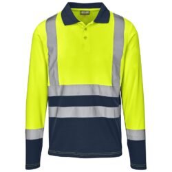 GS-AL-293-A-Y_1024X1024 Long Sleeve Surveyor Two-Tone Hi-Viz Golf Shirt