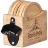 Okiyo Kanpai Bamboo Coaster & Bottle Opener Set