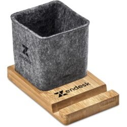 Okiyo Kyadi Recycled PET & Bamboo Desk Caddy Phone Stand