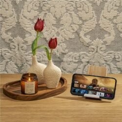 Okiyo Hakka Bamboo & Recycled Aluminium Wireless Charging Phone Stand