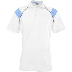 Mens Score Golf Shirt - White Light Blue