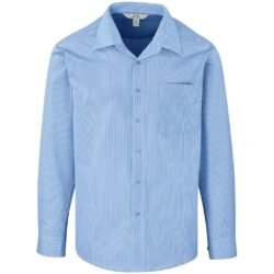Mens Long Sleeve Micro Check Shirt - Light Blue