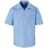 Mens Short Sleeve Micro Check Shirt - Light Blue