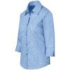 Ladies 3/4 Sleeve Micro Check Shirt - Light Blue