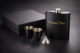 8oz Matte Black Hip Flask Gift Set