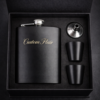 8oz Matte Black Hip Flask Gift Set
