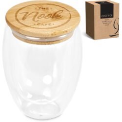 Okiyo Moco Glass & Bamboo Double-Wall Cup - 350ml