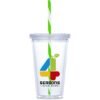 Malibu Double-Wall Plastic Tumbler & Straw - 470ml - Lime