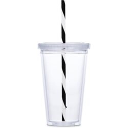 Malibu Double-Wall Plastic Tumbler & Straw - 470ml