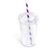 Malibu Double-Wall Plastic Tumbler & Straw - 470ml - Purple