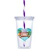 Malibu Double-Wall Plastic Tumbler & Straw - 470ml - Purple