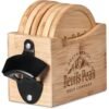 Okiyo Kanpai Bamboo Coaster & Bottle Opener Set