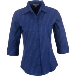 BIZ-3625-BU_1024X1024 Ladies 3/4 Sleeve Manhattan Striped Shirt - Blue