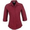 BIZ-3625-R_1024X1024 Ladies 3/4 Sleeve Manhattan Striped Shirt - Red