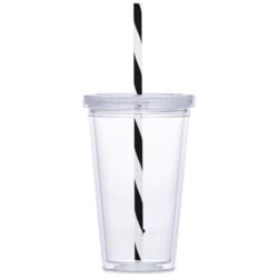 Malibu Double-Wall Plastic Tumbler & Straw - 470ml