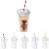 Malibu Double-Wall Plastic Tumbler & Straw - 470ml
