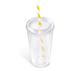 Malibu Double-Wall Plastic Tumbler & Straw - 470ml