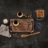 Serendipio Large Farm Style Wooden Tray with Leather Straps