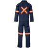Technician 100% Cotton Conti Suit - Reflective Arms, Legs & Back - Orange Tape - Navy
