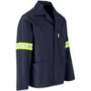 Artisan Premium 100% Cotton Jacket - Reflective Arms & Back - Yellow Tape - Navy