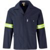 Artisan Premium 100% Cotton Jacket - Reflective Arms & Back - Yellow Tape - Navy