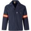 ALT-11144-N_1024X1024 Artisan Premium 100% Cotton Jacket - Reflective Arms & Back - Orange Tape - Navy